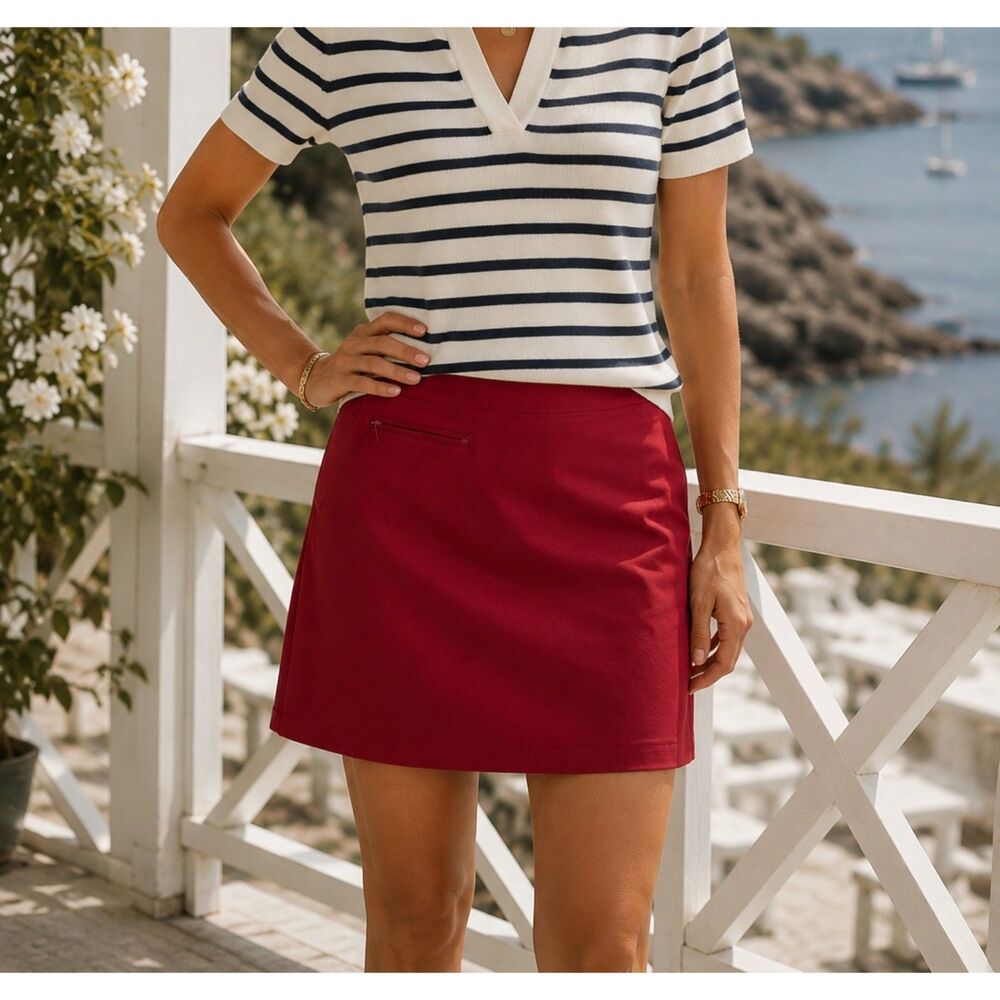 Pendleton Burgundy Athletic Skort 10 Golf Tennis Hiking Active Skirt Zip Pocket